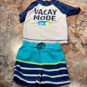 Carter’s baby boy swim trunks and rash guard